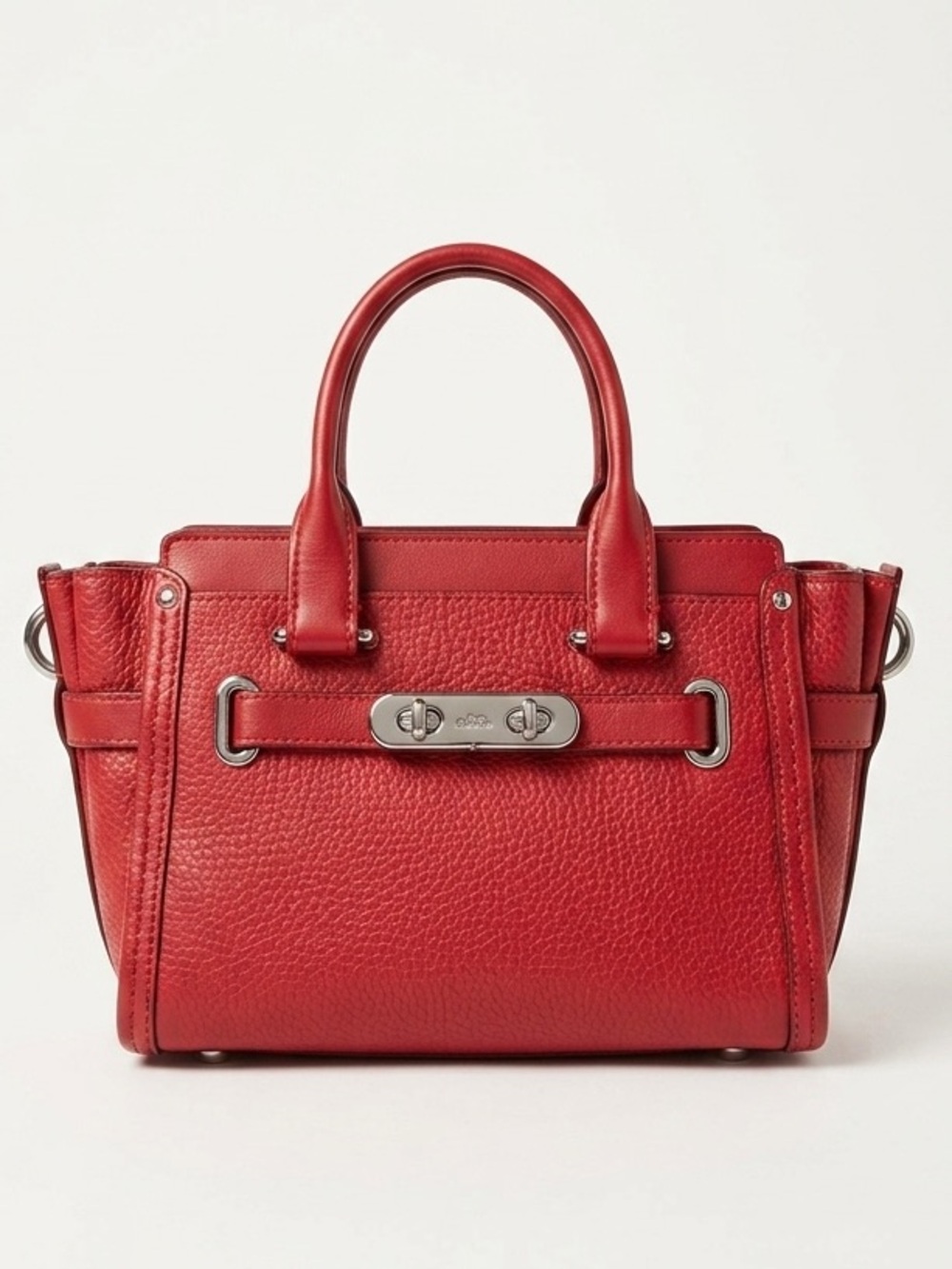 Coach Swagger 21 Red Leather Top Handle Crossbody Tote Satchel Purse Bag - Picture 1 of 15